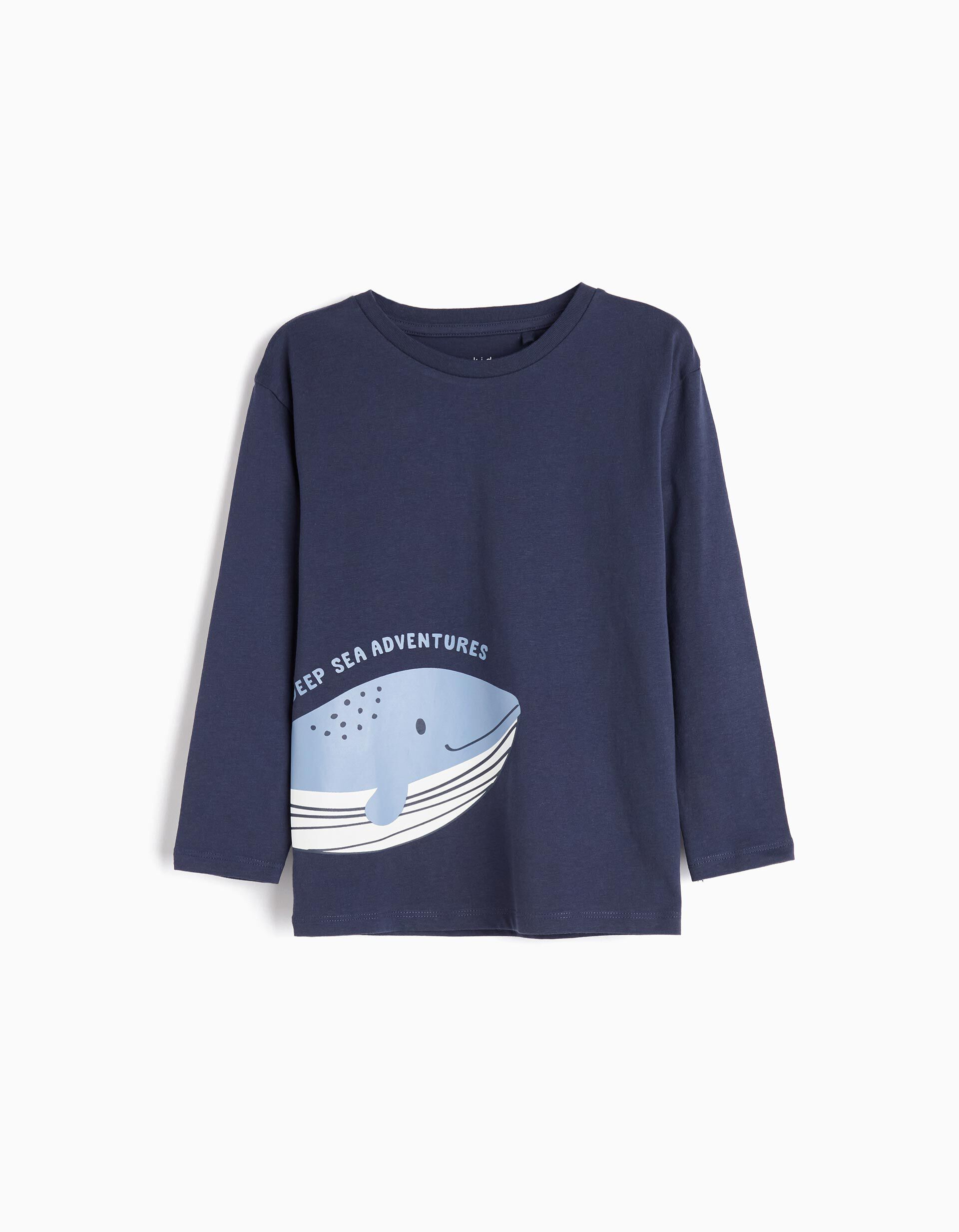 Comprar Online T-shirt Manga Comprida Estampado, Menino, Azul Escuro