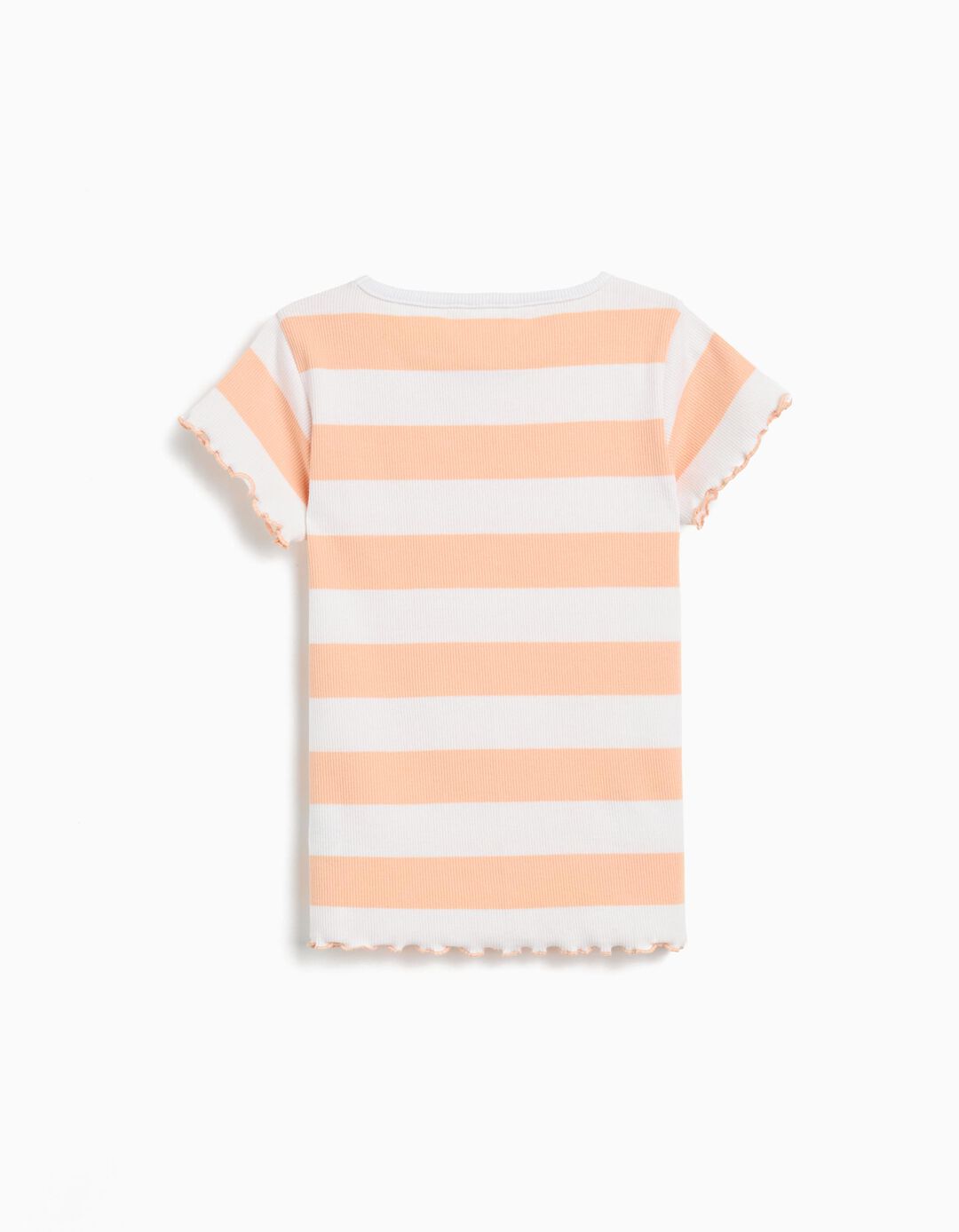 T-shirt Riscas, Menina, Coral Claro 