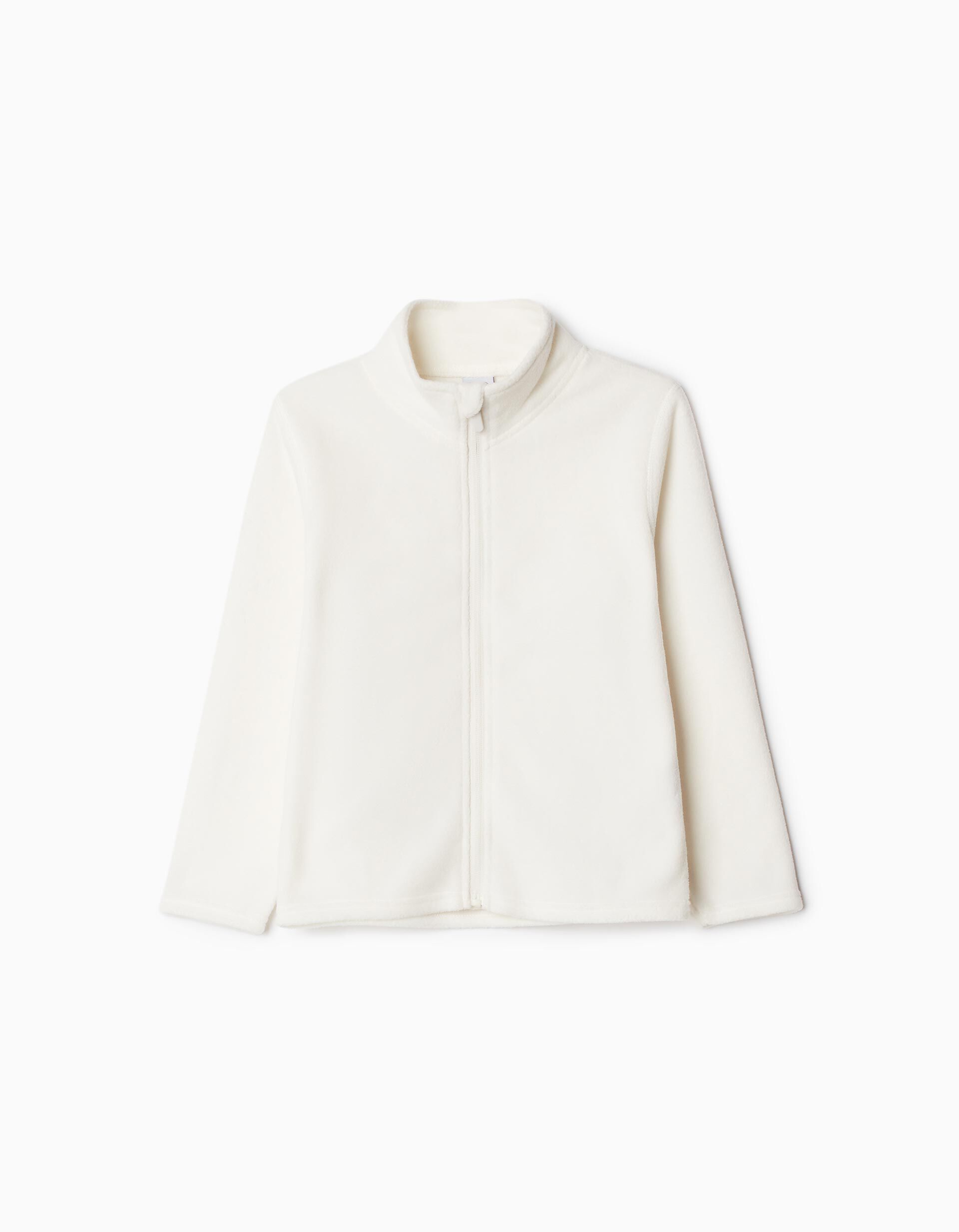 Casaco Polar Fecho de Correr, Menina, Branco