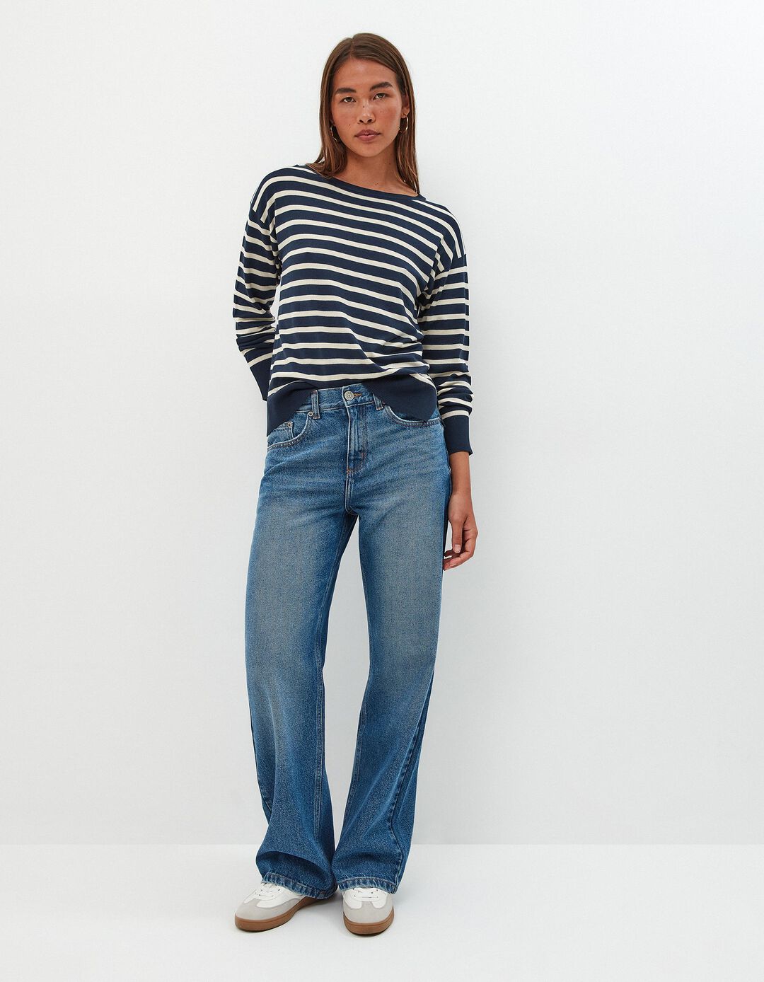 Calças de Ganga 'Straight fit', Mulher, Azul