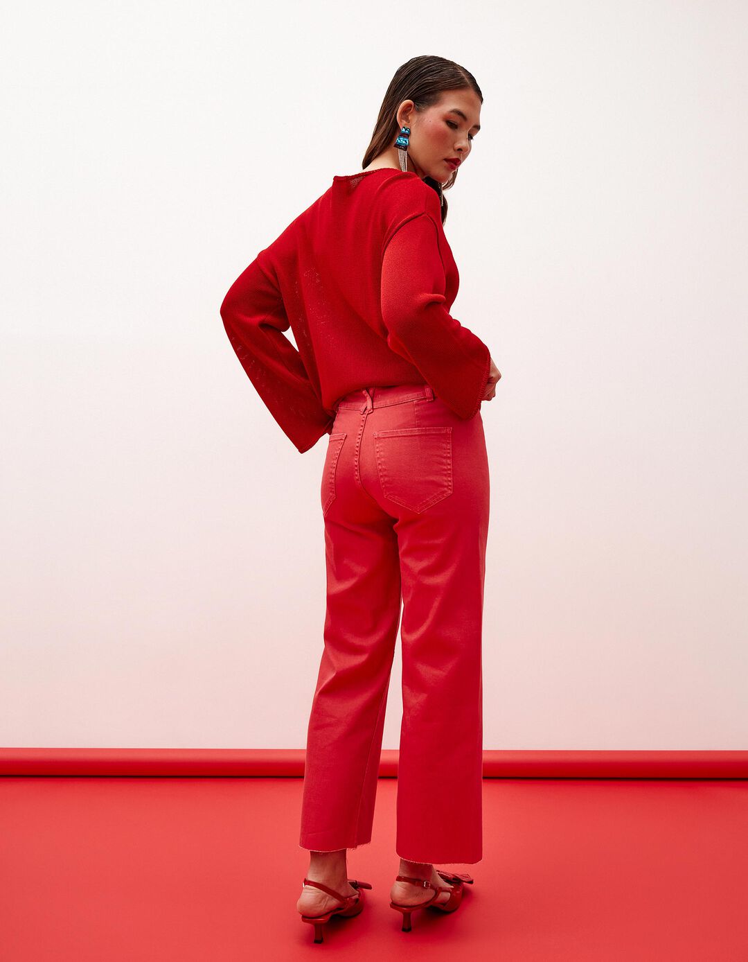Calças de Ganga Marine, Mulher, Vermelho Escuro 