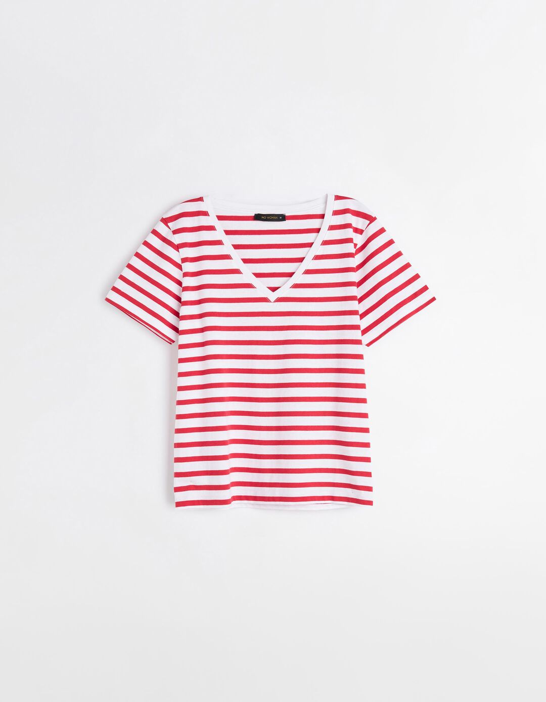 T-shirt Decote em V, Mulher, Vermelho