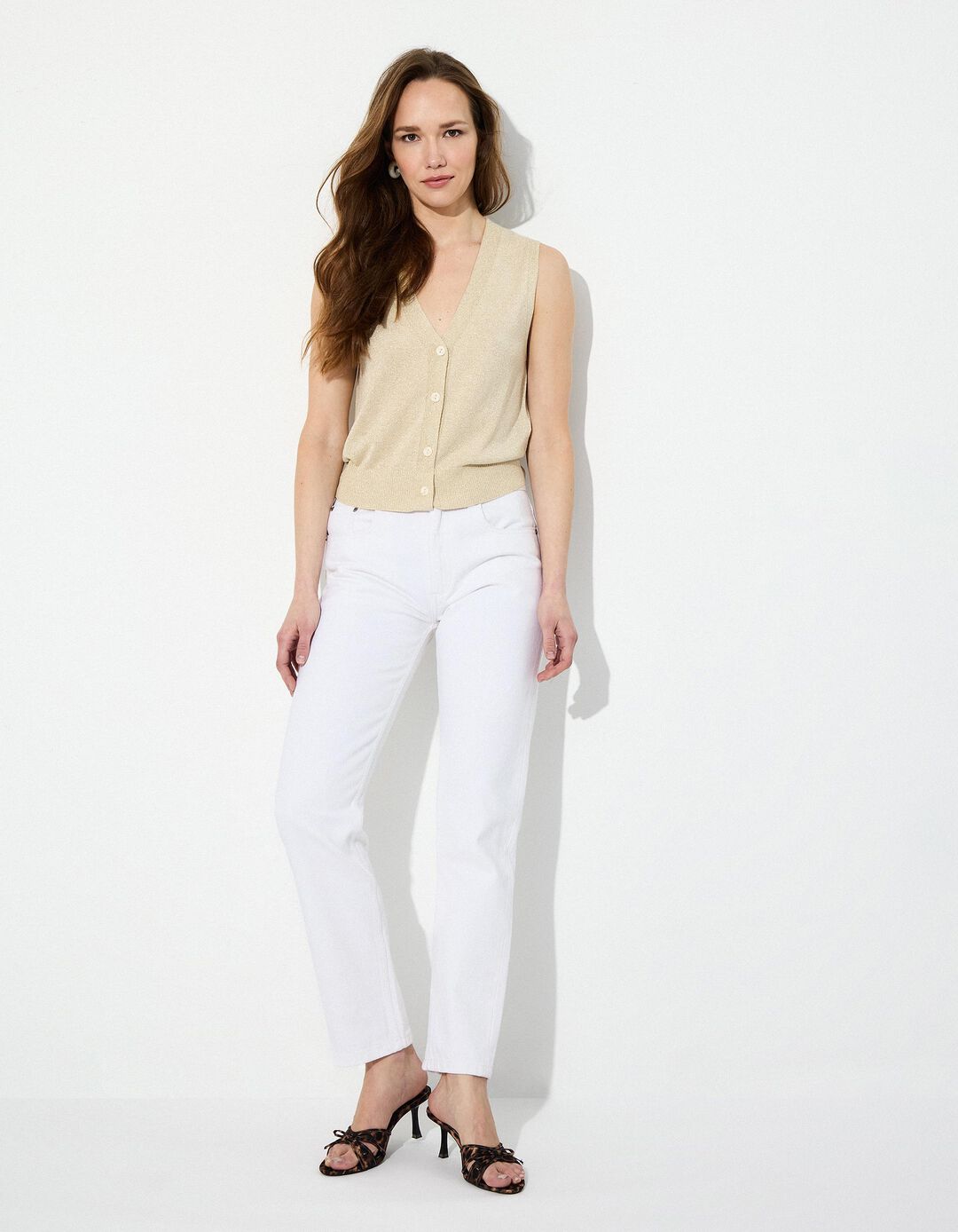 Calças de Ganga 'Medium Straight', Mulher, Branco