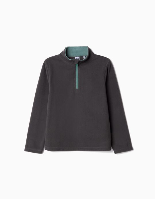 Comprar Online Sweatshirt Polar Fecho de Correr, Menino, Cinzento Escuro