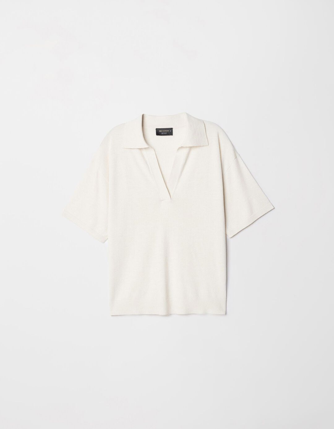 Camisola Polo de Manga Curta, Mulher, Bege Claro