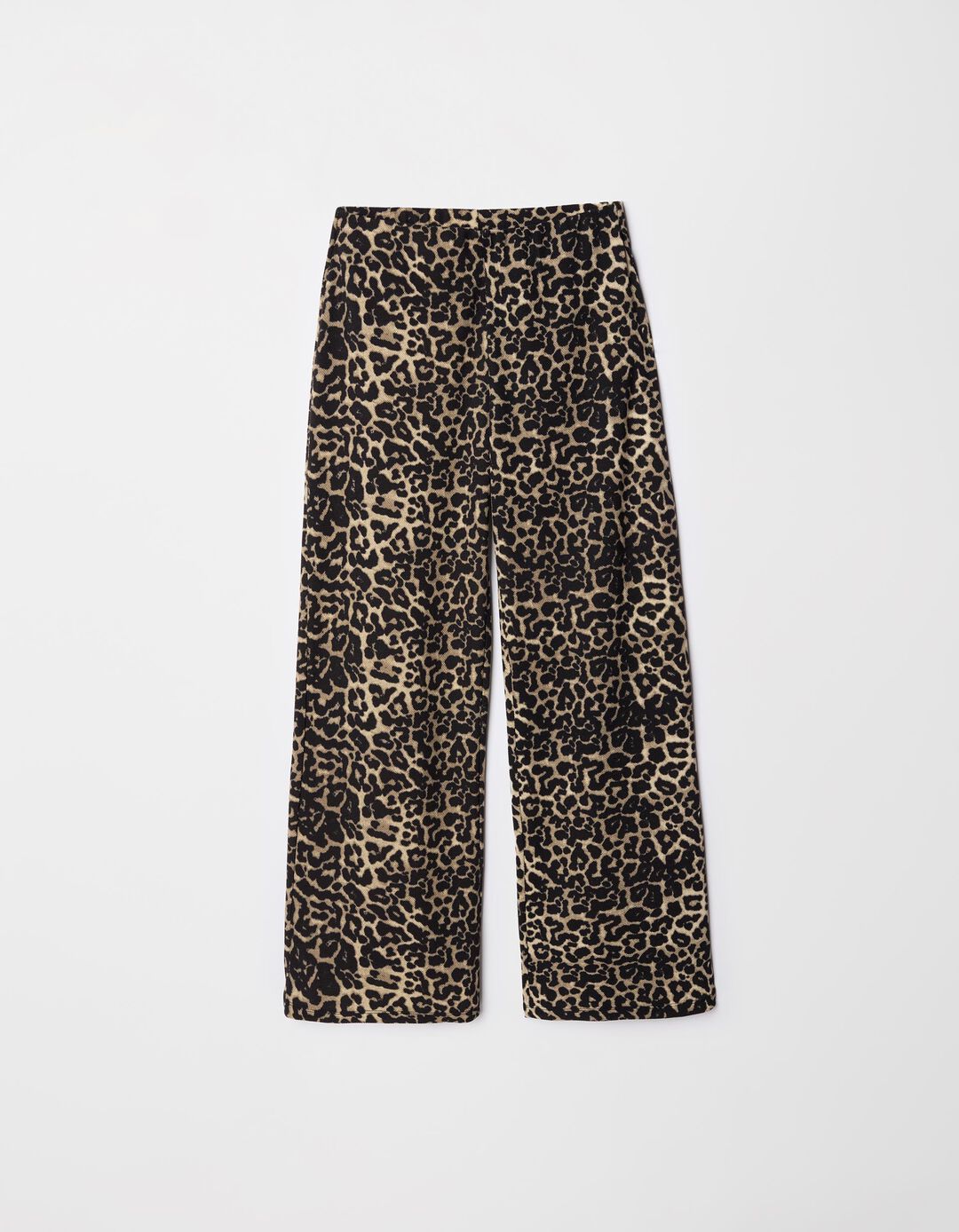 Calças Jacquard Leopardo, Mulher, Bege