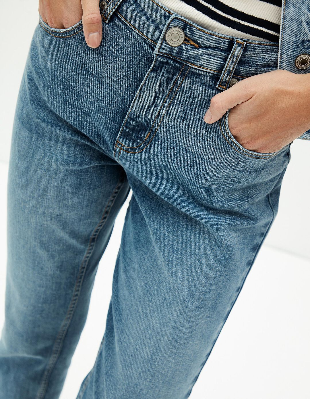 Calças de Ganga 'Slim Fit', Mulher, Azul Claro