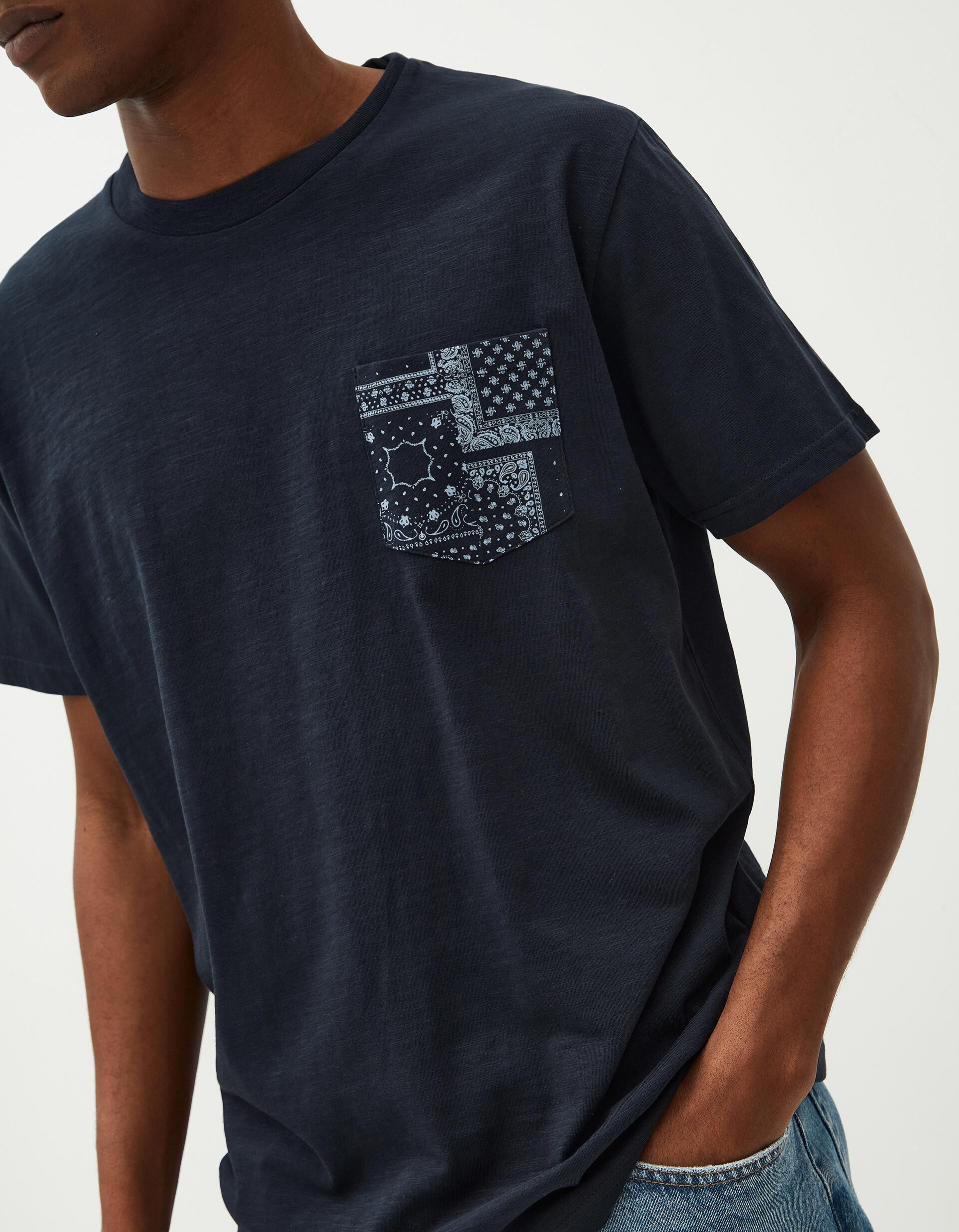 Comprar Online T-shirt Bolso Estampado, Homem, Azul 