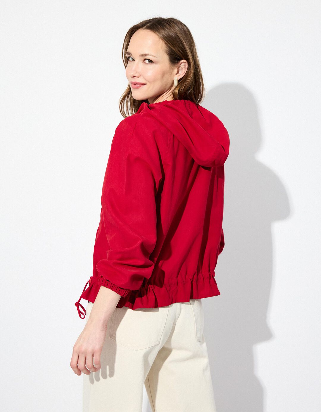 Parka Capuz, Mulher, Vermelho Escuro