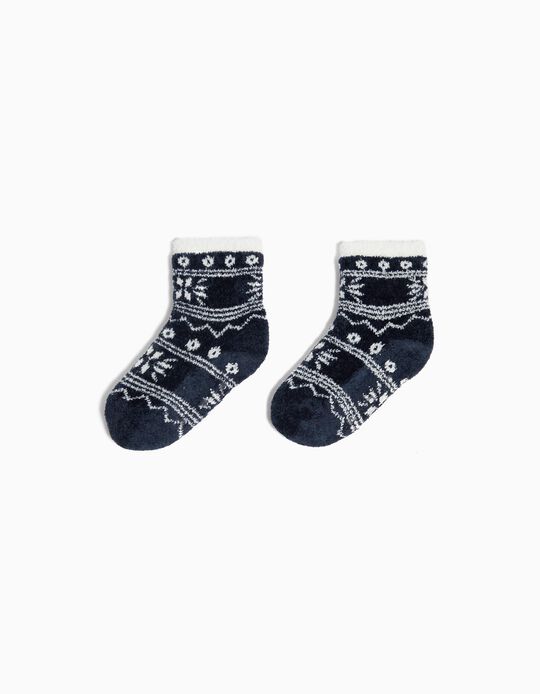 Comprar Online Meias Antiderrapantes Natal Chenille, Menino, Azul Escuro 