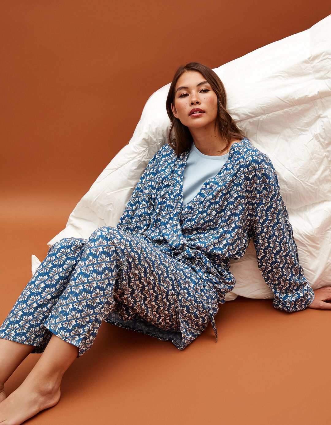 Robe Estampado, Mulher, Azul Escuro