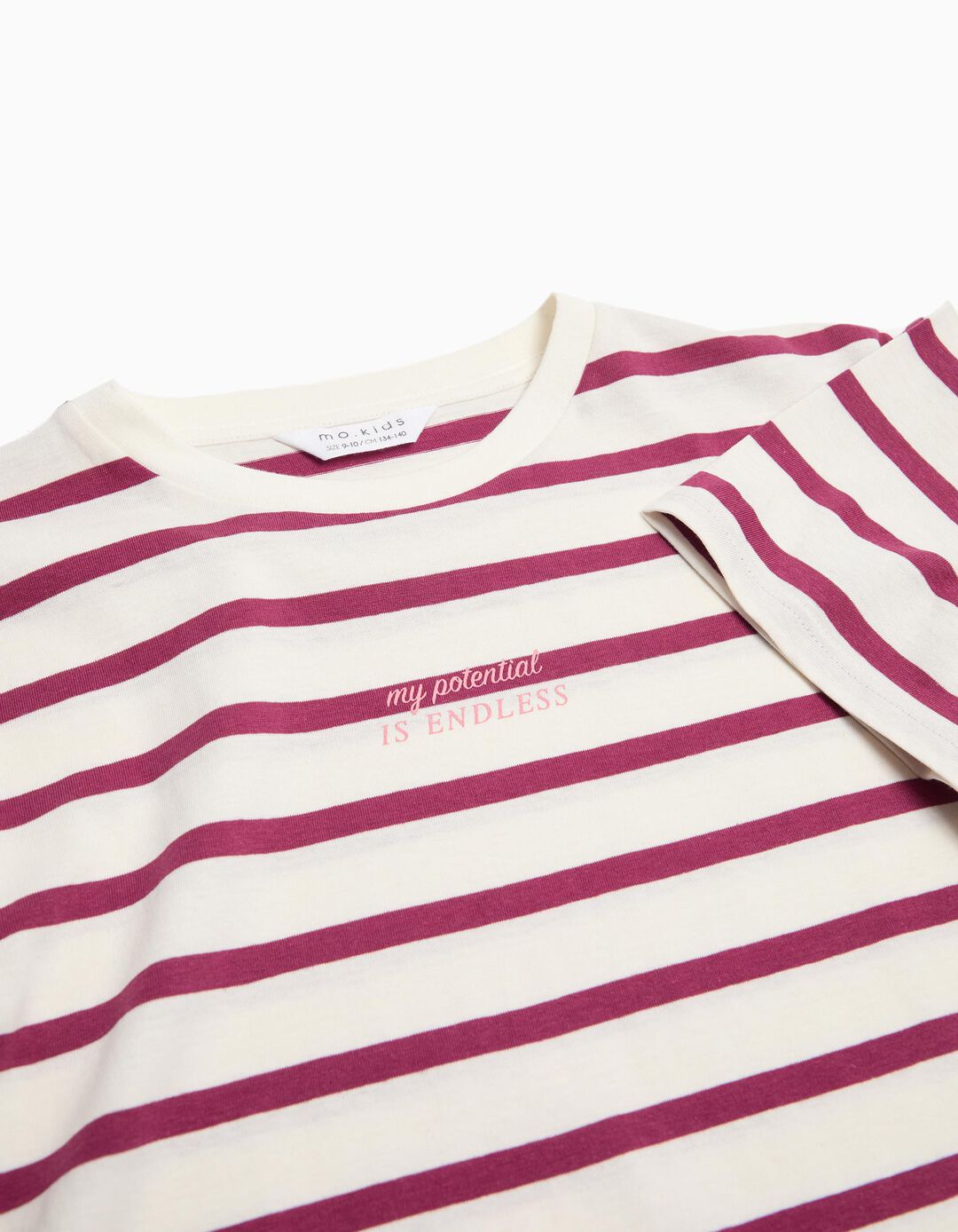 T-shirt Riscas, Menina, Vermelho