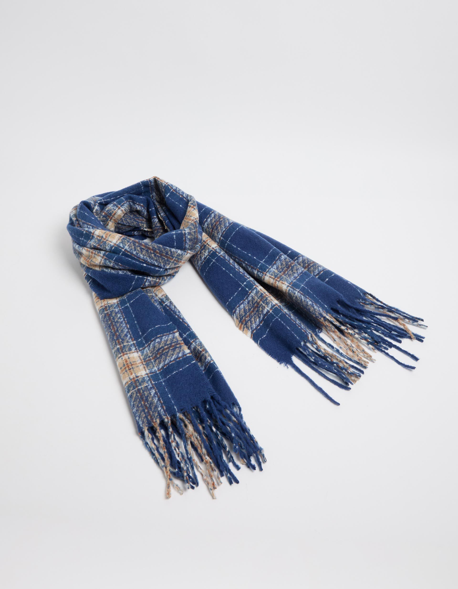 Comprar Online Cachecol Xadrez Franjas, Homem, Azul Escuro