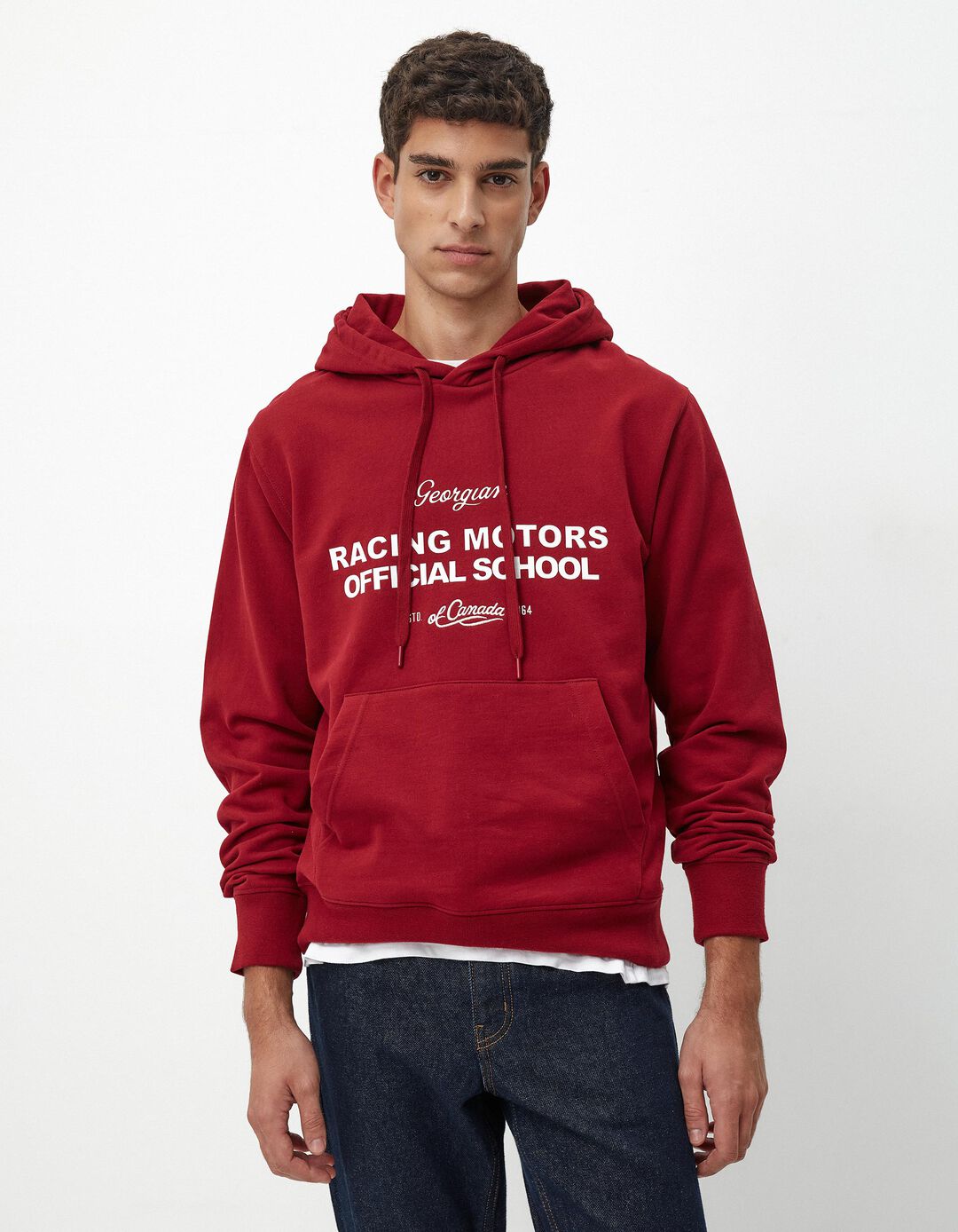 Sweatshirt de Felpa Capuz, Homem, Vermelho Escuro