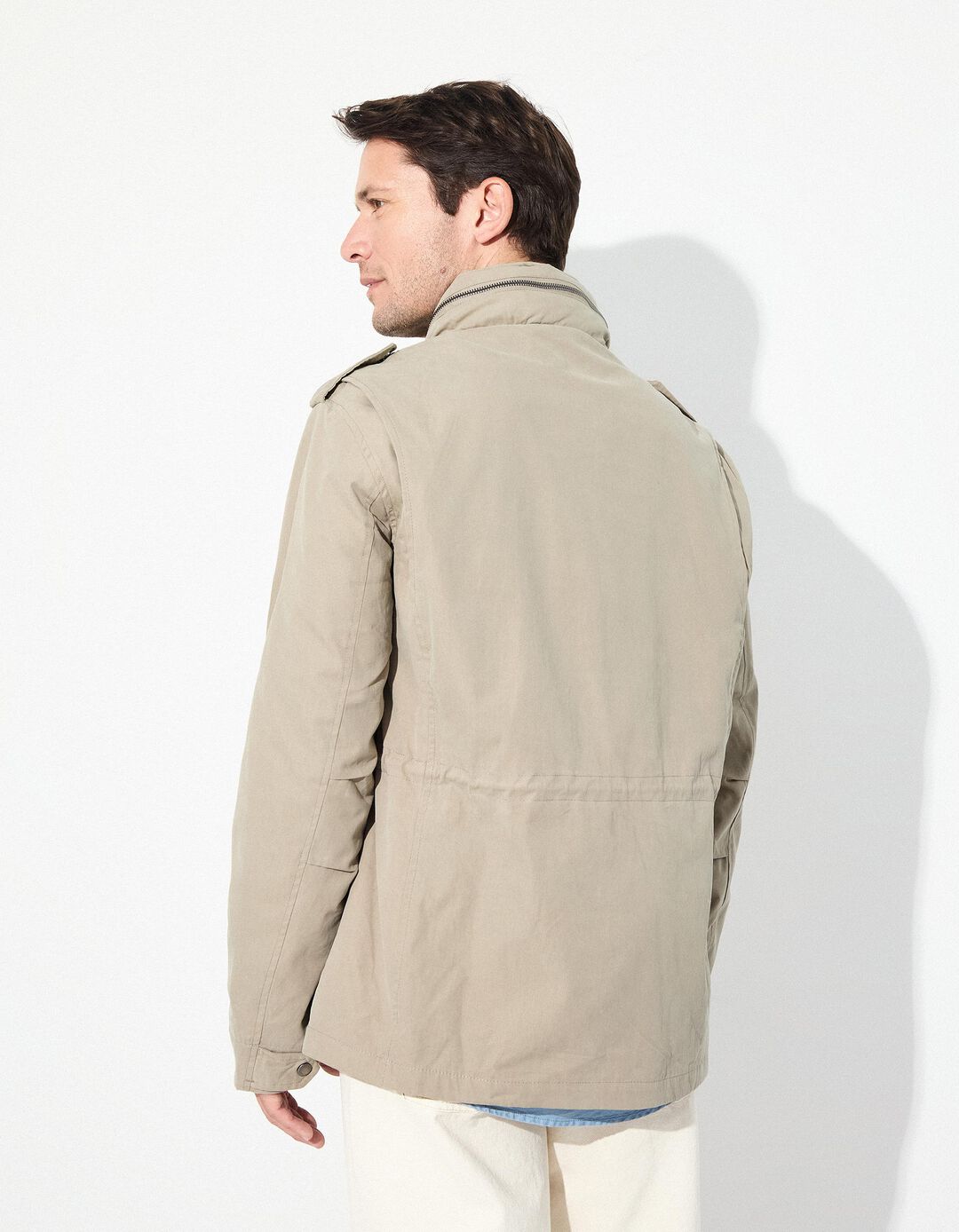 Parka Estilo Militar, Homem, Bege Escuro