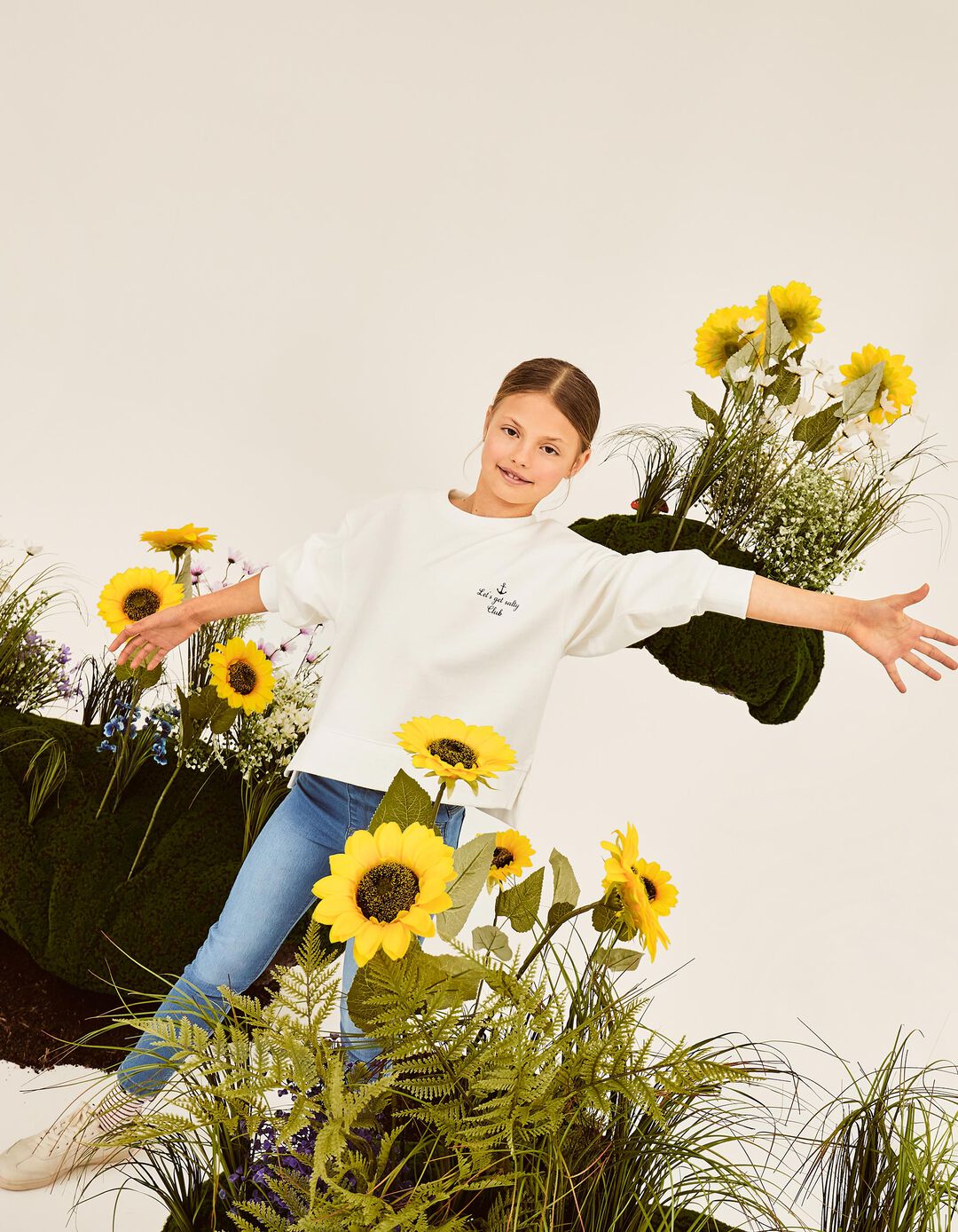Sweatshirt de Felpa, Menina, Branco