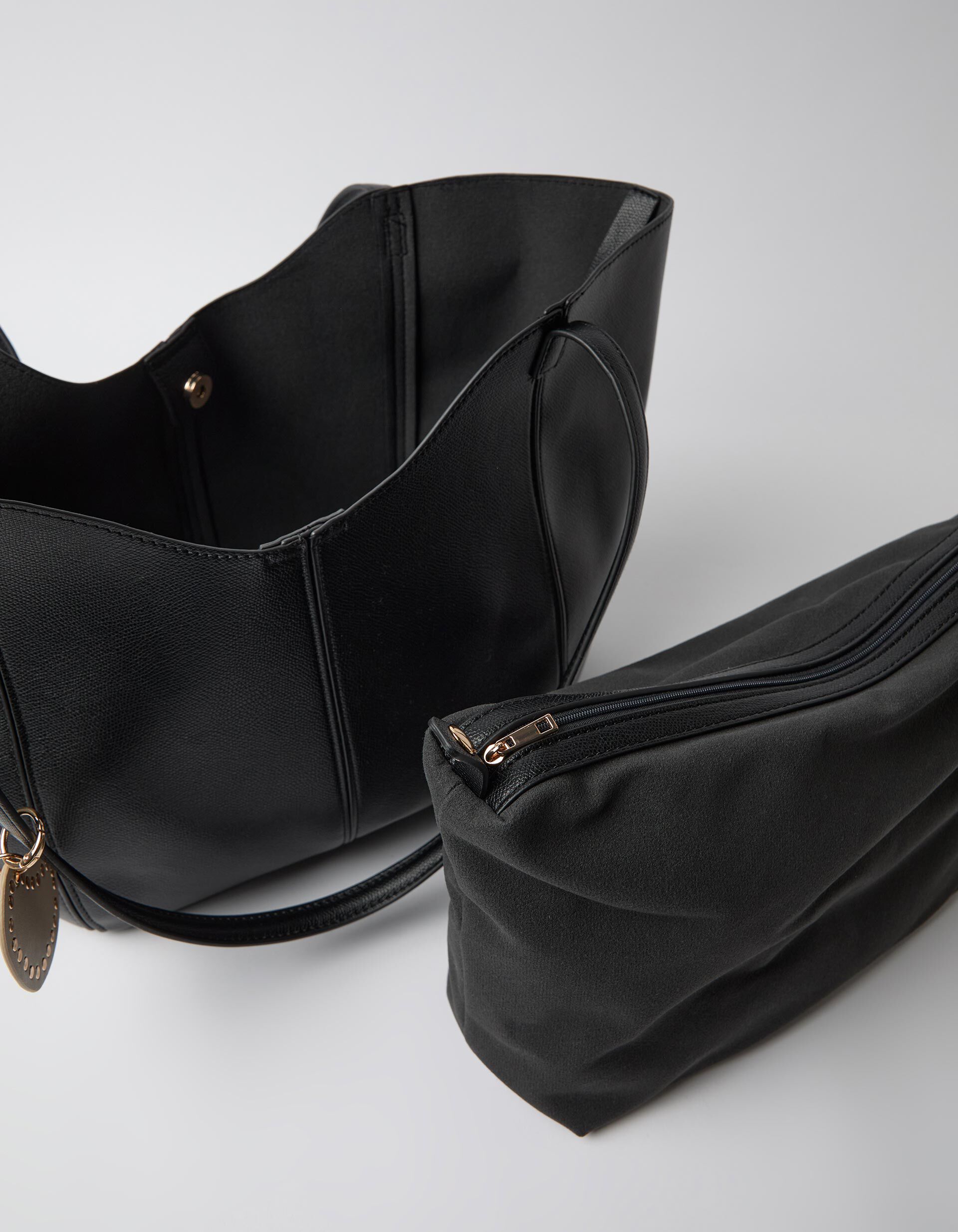 Mala Shopper Com Pendente, Mulher, Preto