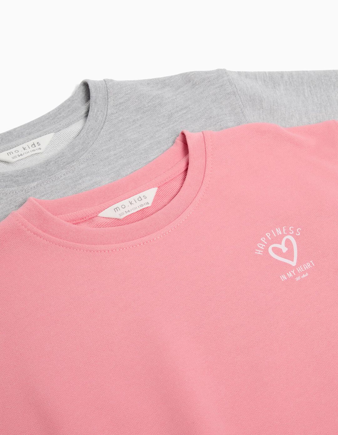 Pack 2 Sweatshirts de Felpa, Menina, Rosa Claro/Cinzento Claro
