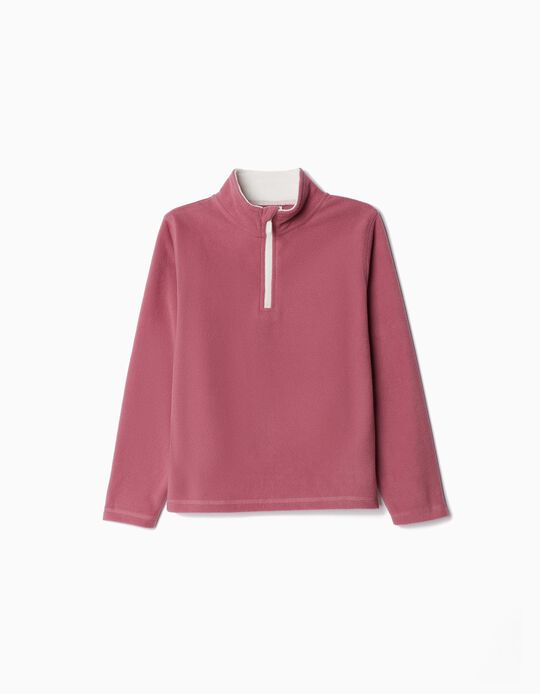 Comprar Online Sweatshirt Polar Fecho de Correr, Menina, Rosa Escuro