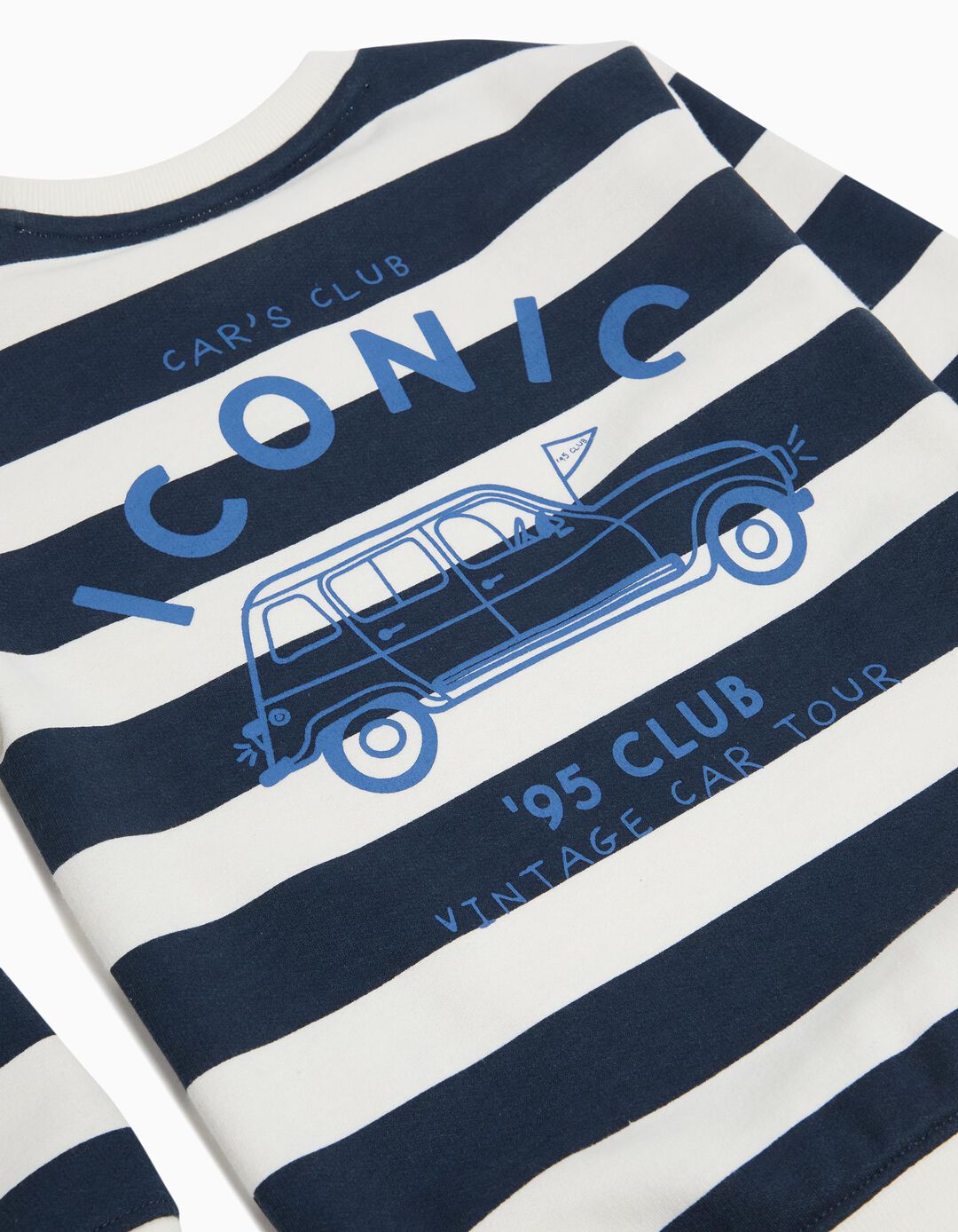 Sweatshirt Fleece Riscas, Menino, Azul Escuro 
