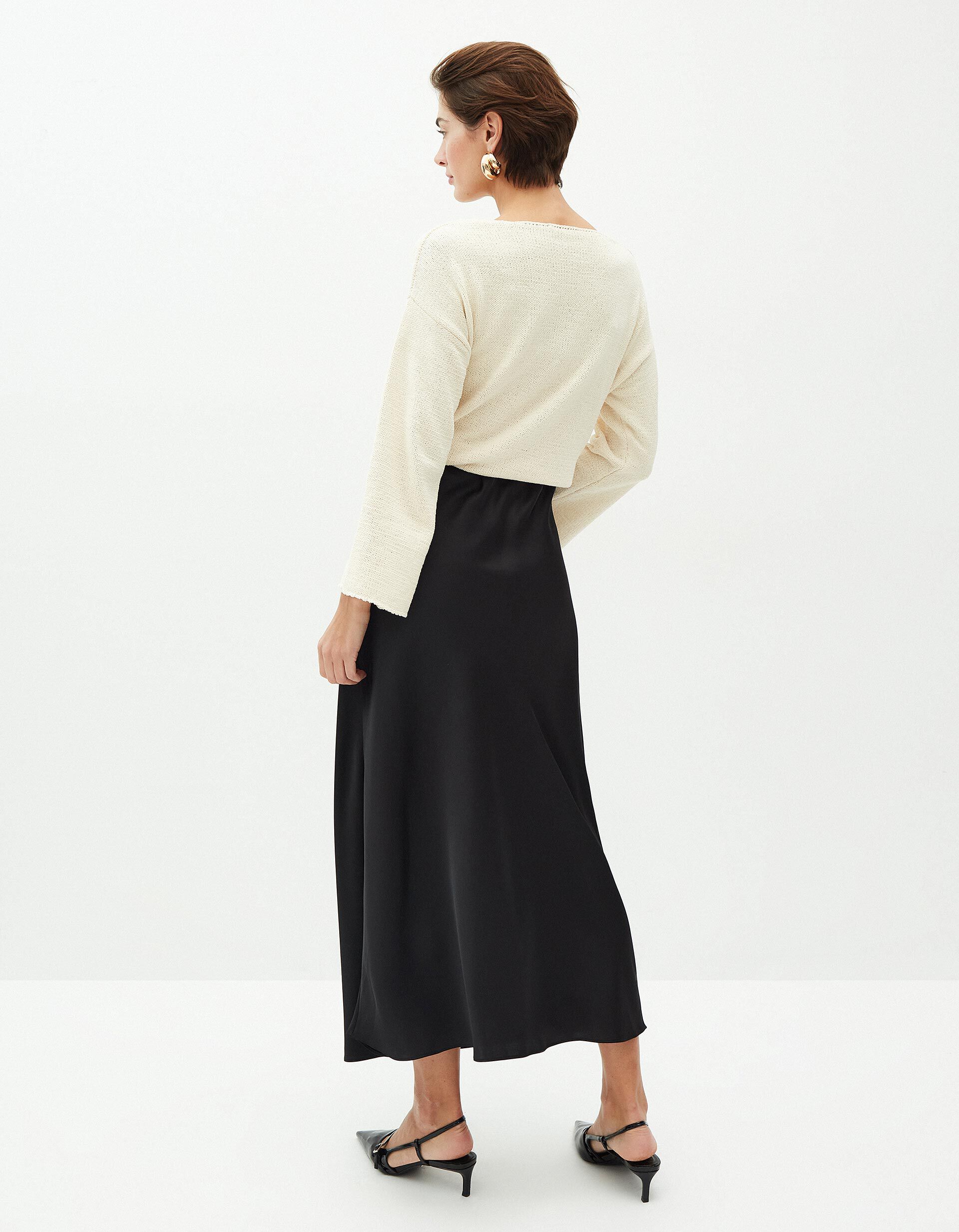 Comprar Online Saia Comprida de Cetim, Mulher, Preto