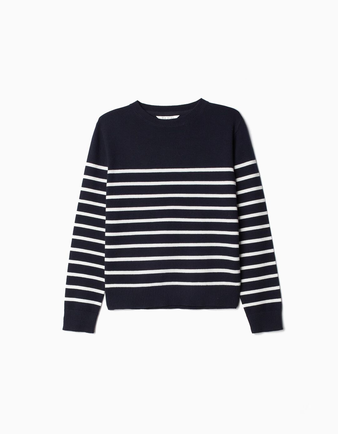 Camisola de Malha Riscas, Menina, Azul Escuro