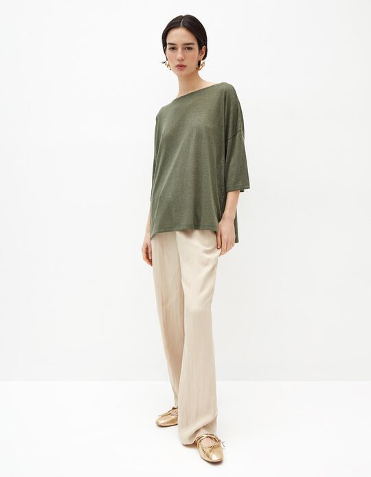 Comprar Online T-shirt de Manga Comprida, Mulher, Verde Escuro