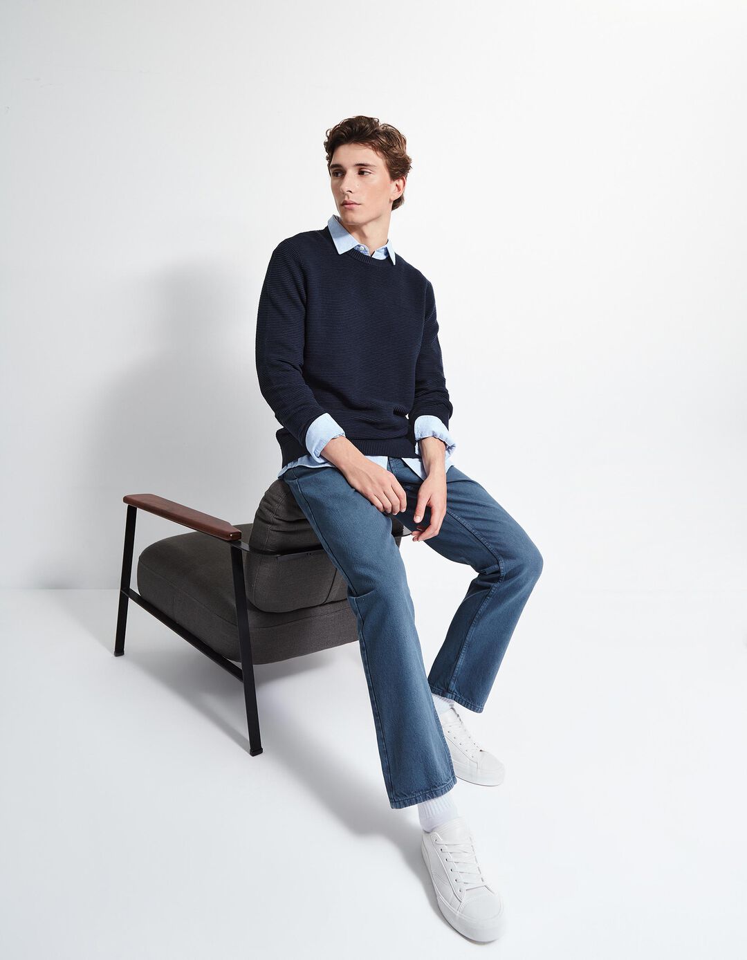 Calças de Ganga 'Straight Fit', Homem, Azul Escuro