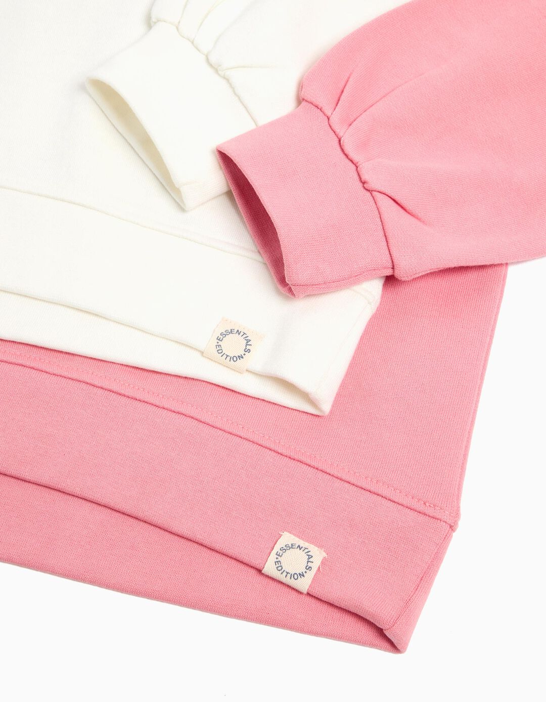 Pack 2 Sweatshirts de Felpa, Menina, Rosa Claro/Bege Claro