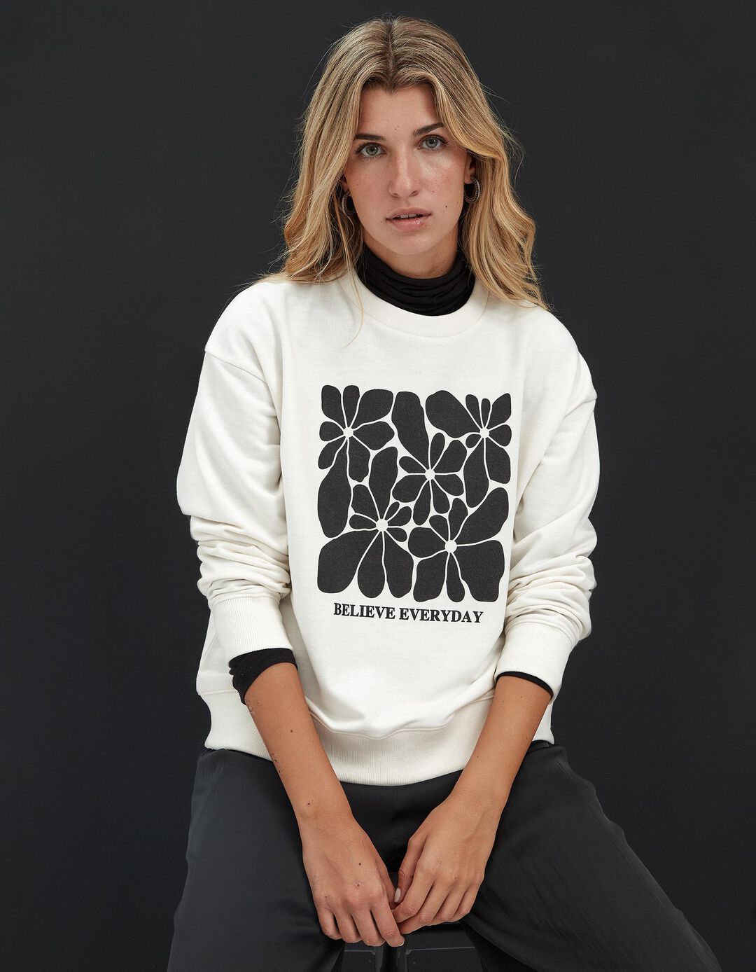 Sweatshirt Estampado, Mulher, Branco