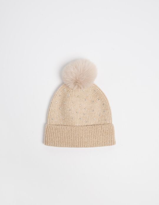 Comprar Online Gorro Brilhos Pompom, Mulher, Bege