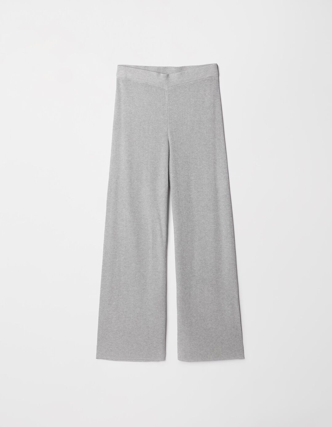 Calças de Malha Canelada Lurex, Mulher, Cinzento Claro