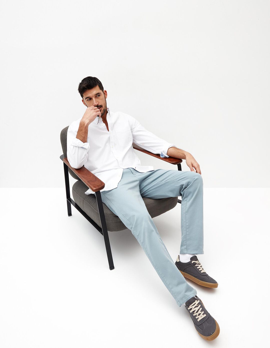 Cal&ccedil;as 'Slim fit', Homem, Cinzento