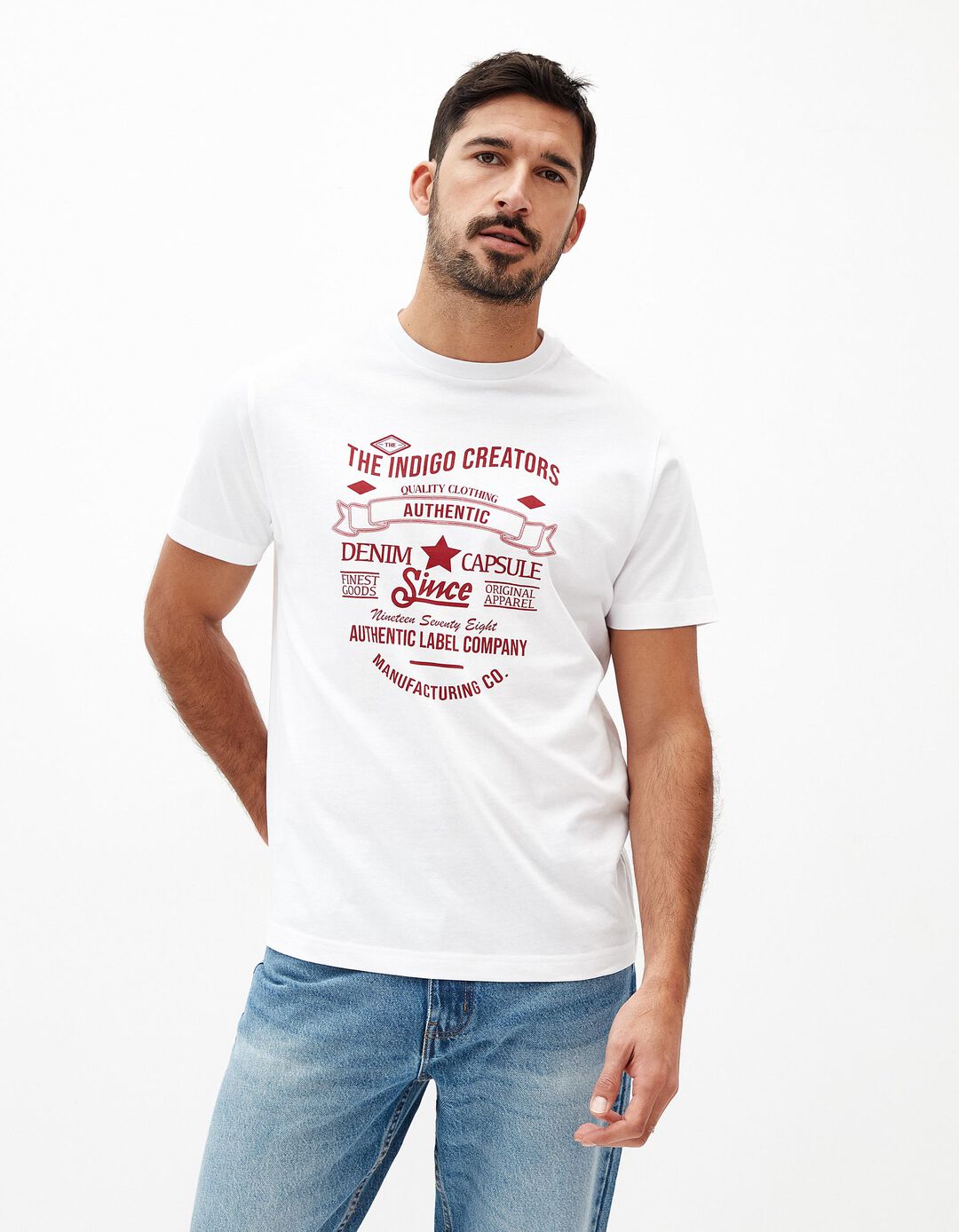 T-shirt Estampado, Homem, Branco