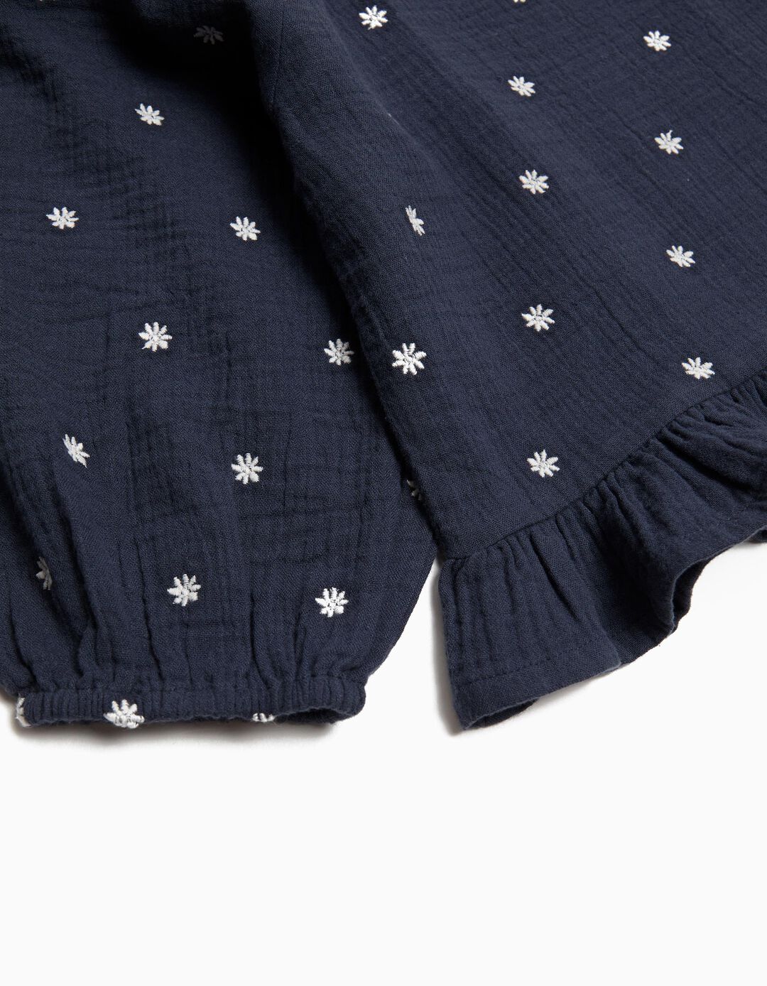 Blusa com Bordado, Menina, Azul