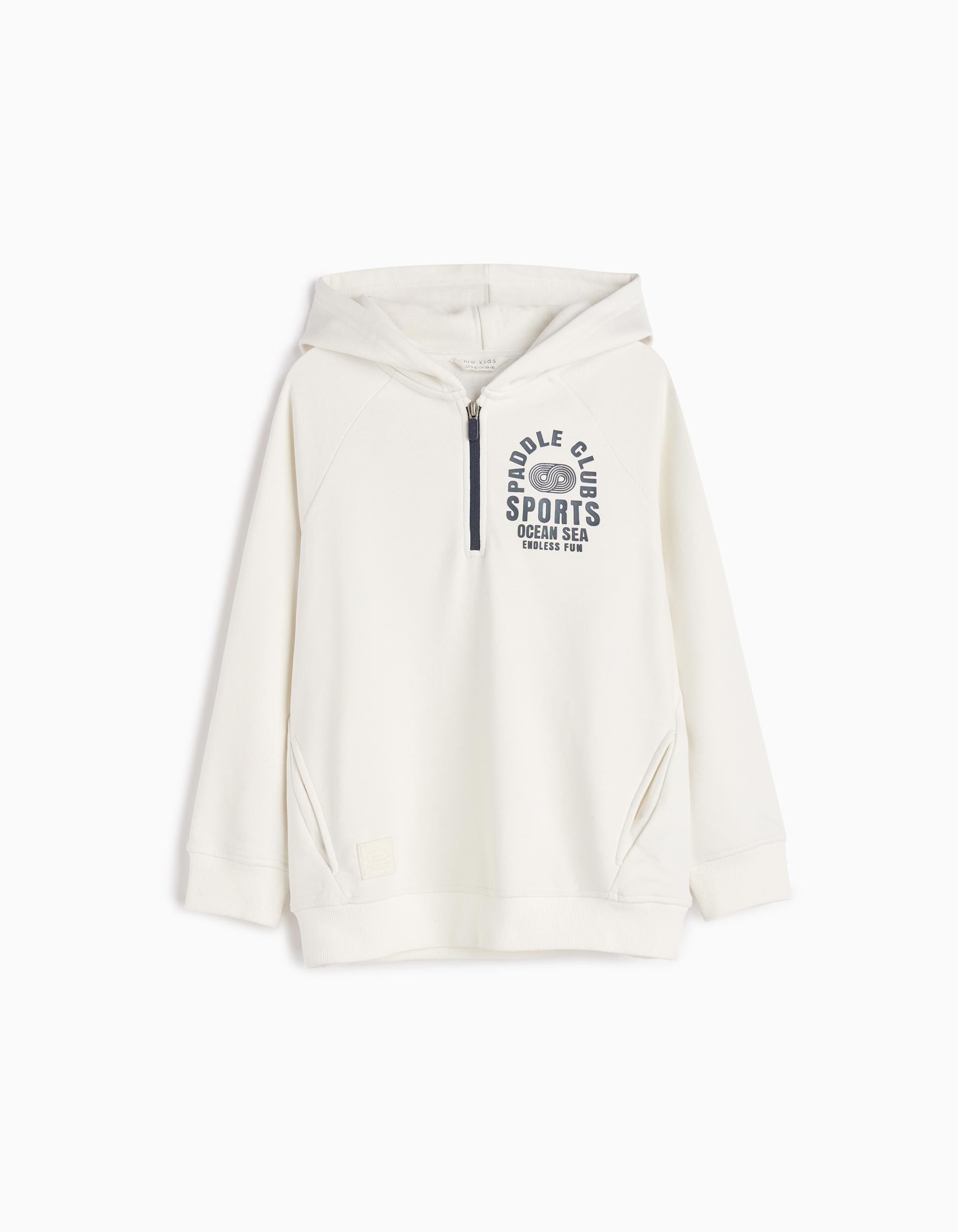 Sweatshirt Capuz, Menino, Branco