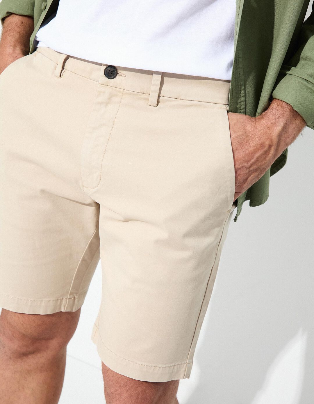 Calções 'Slim fit', Homem, Bege 