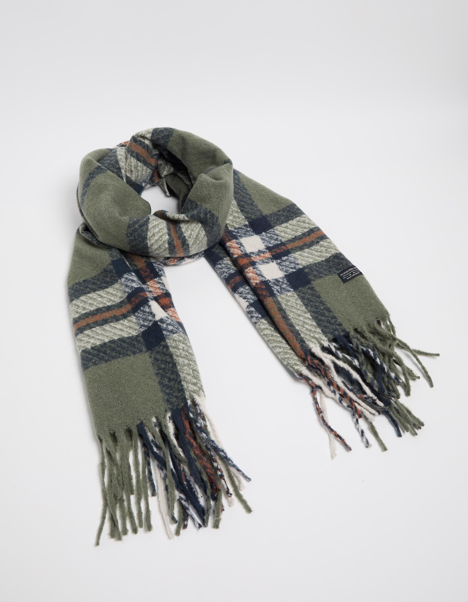 Comprar Online Cachecol Xadrez Franjas, Homem, Verde Escuro