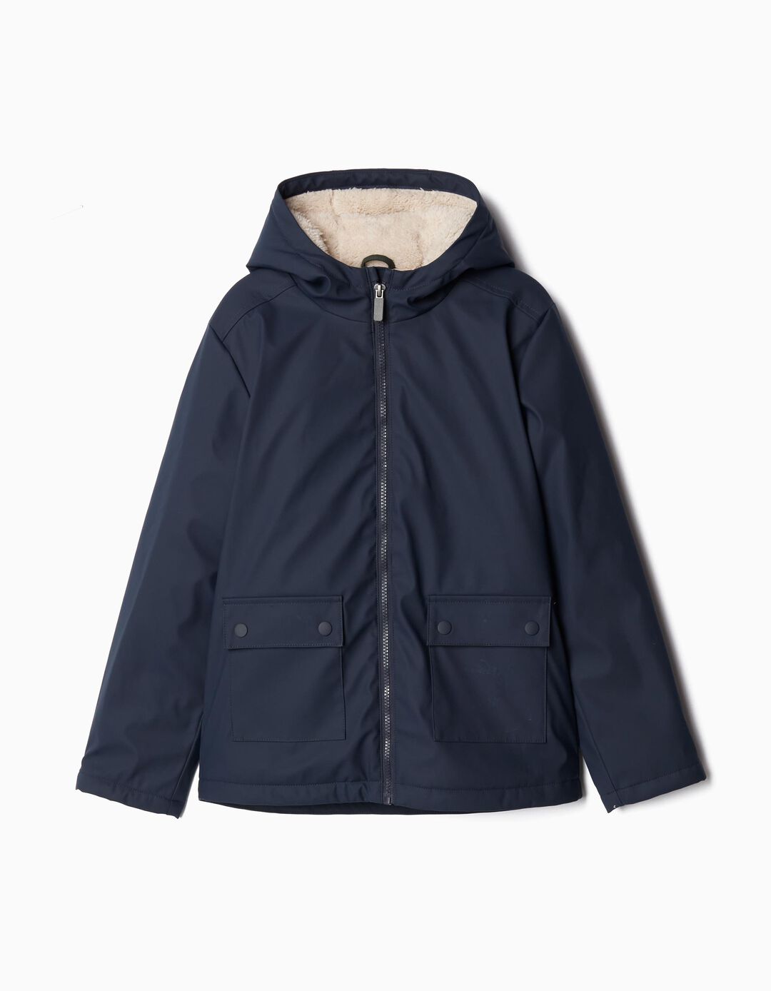 Parka de Borracha Interior Sherpa, Menino, Azul Escuro