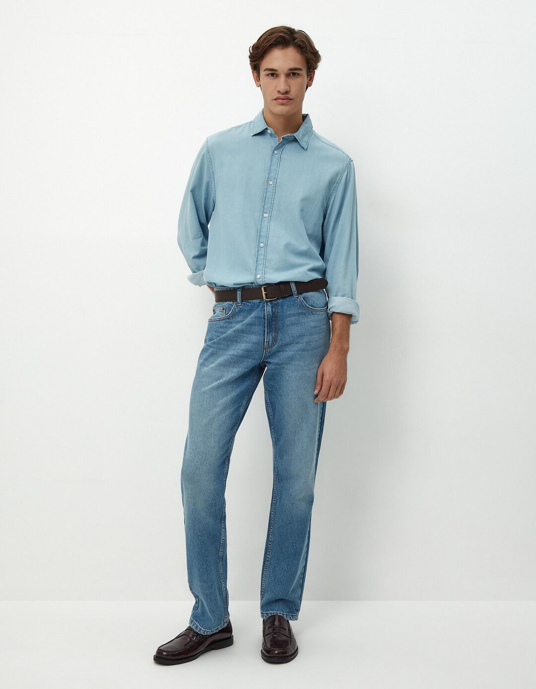 Calças de Ganga Slim Fit, Homem, Azul Claro