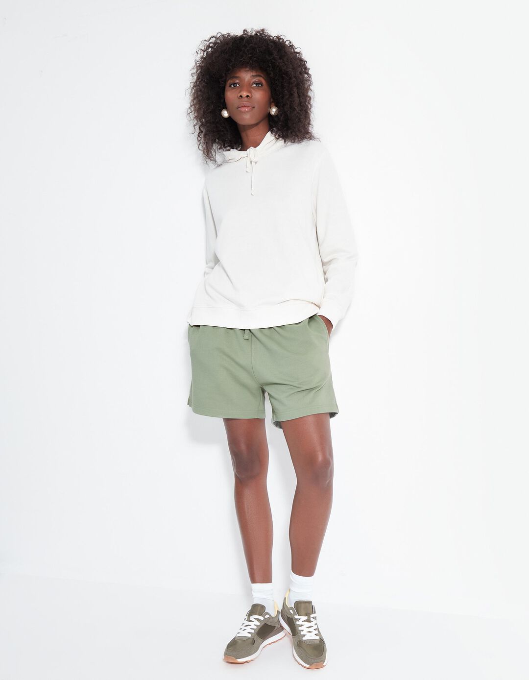 Calções Fleece, Mulher, Verde Claro