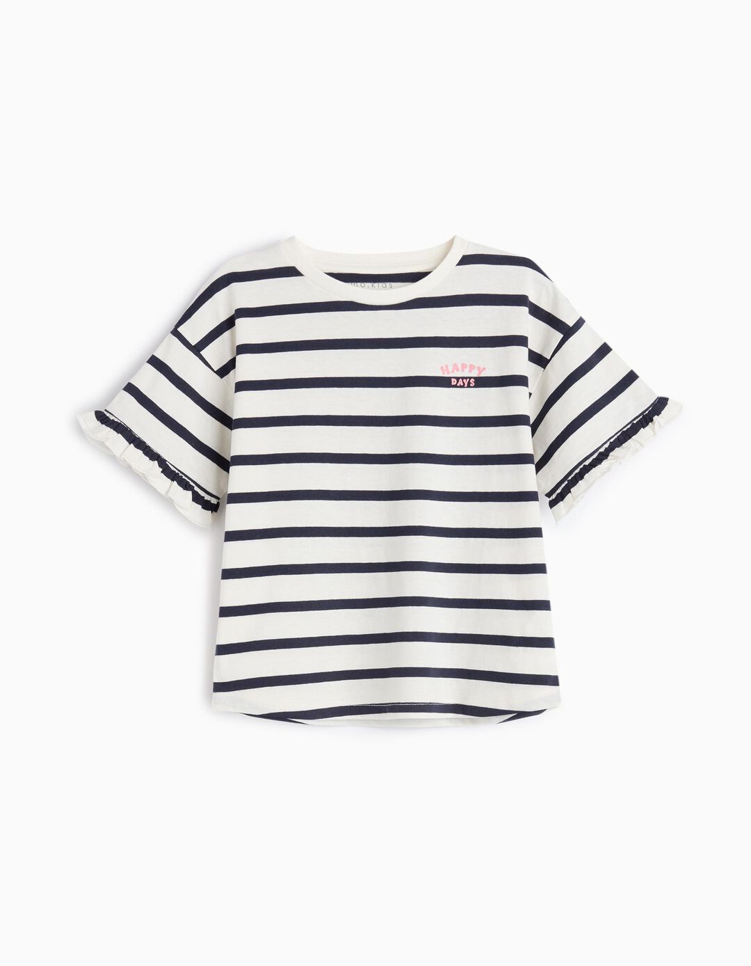 T-shirt Riscas, Menina, Azul Escuro