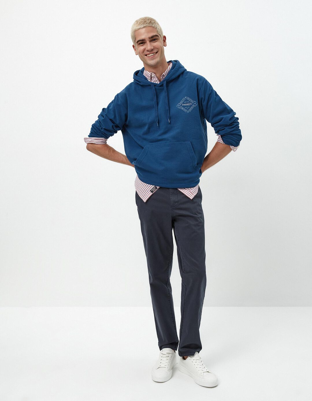 Sweatshirt de Felpa Capuz, Homem, Azul