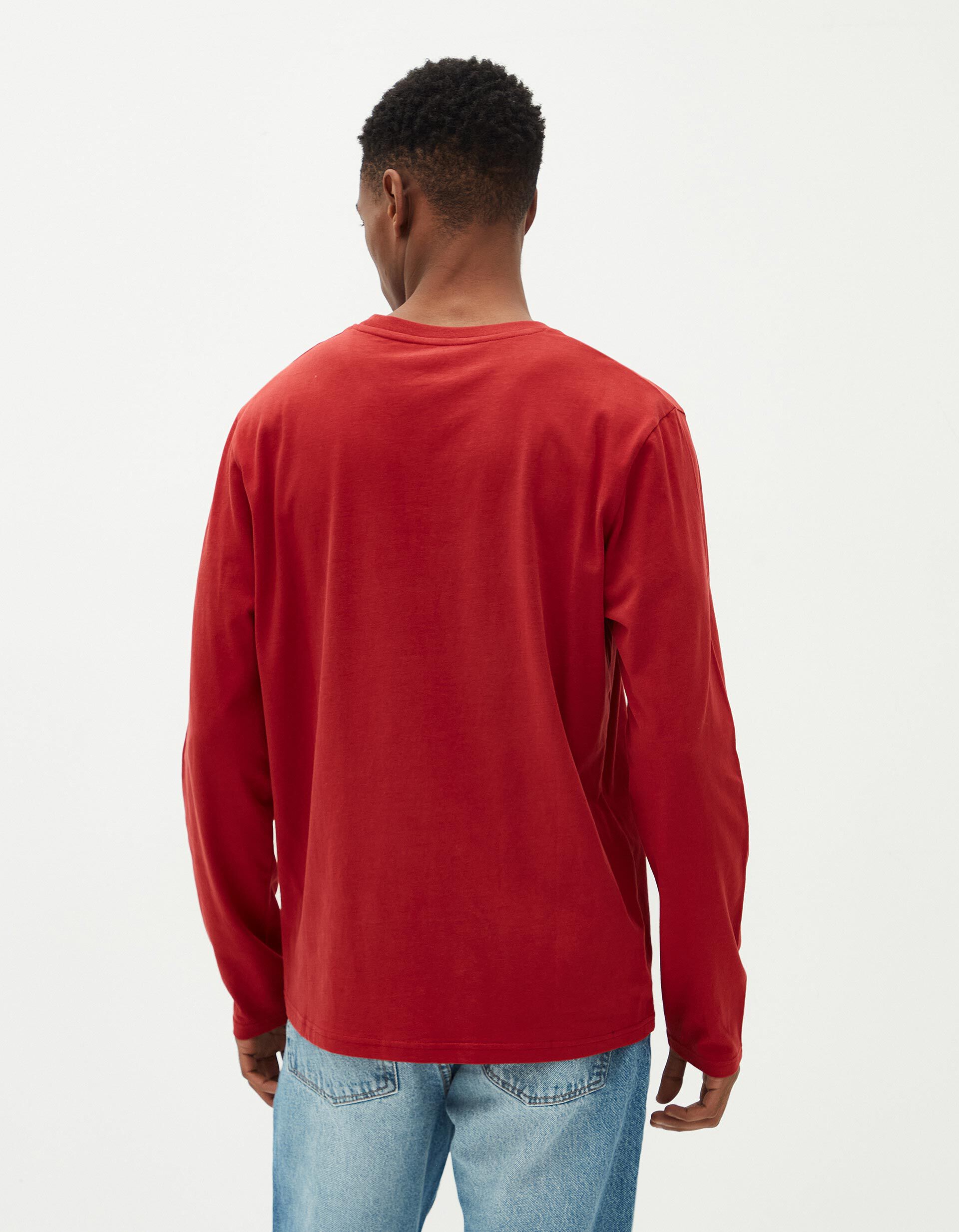 Comprar Online T-shirt de Manga Comprida Estampado, Homem, Vermelho