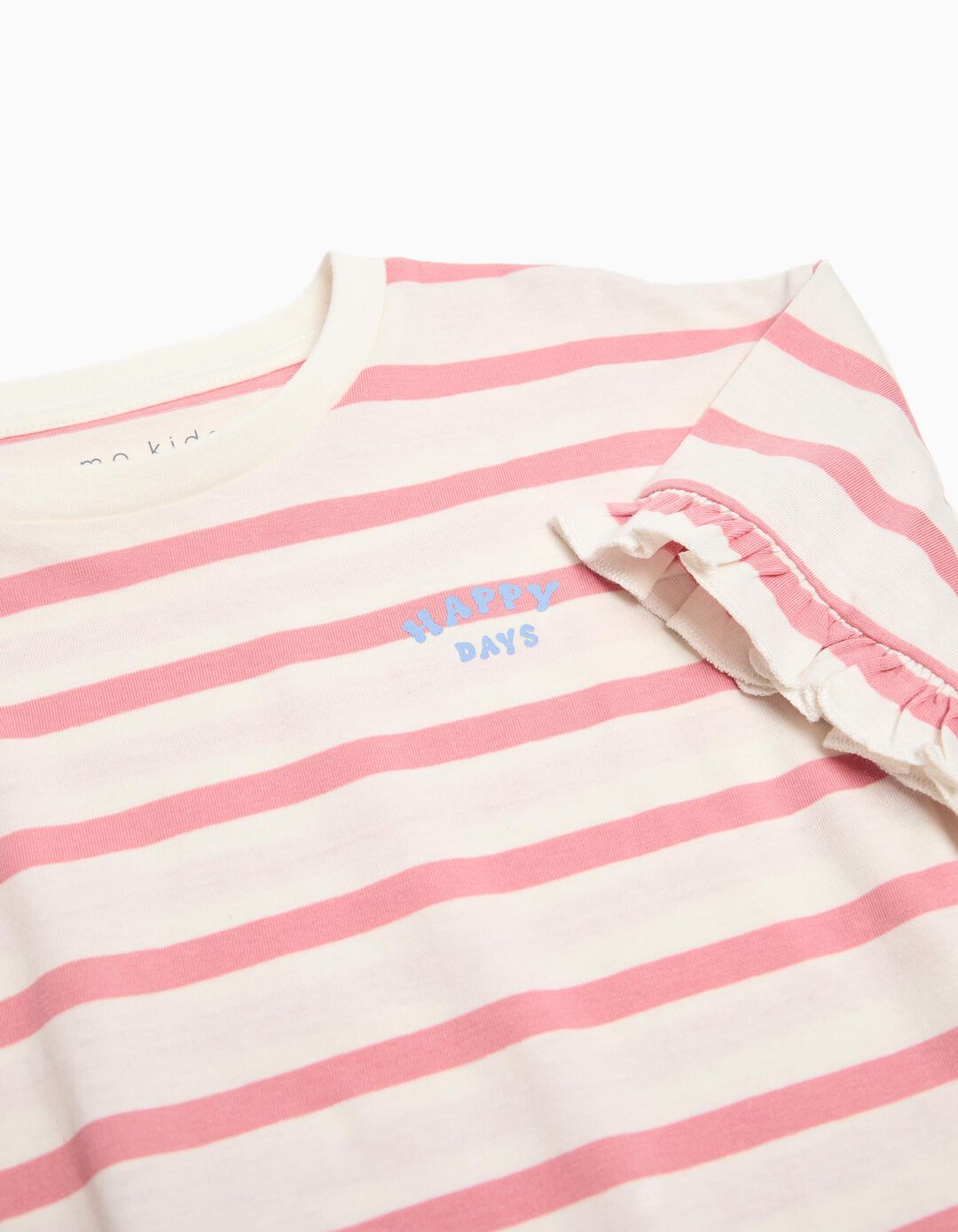 T-shirt Riscas, Menina, Rosa Claro