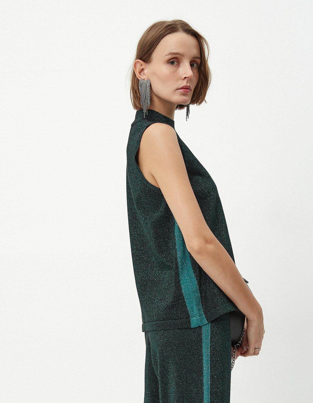 Colete Malha Lurex, Mulher, Verde