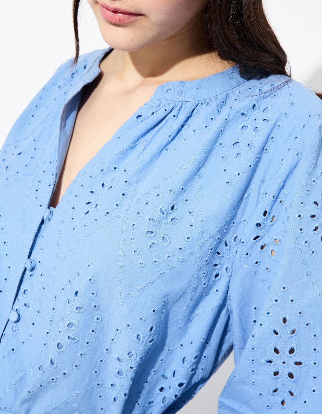 Vestido Bordado, Mulher, Azul 