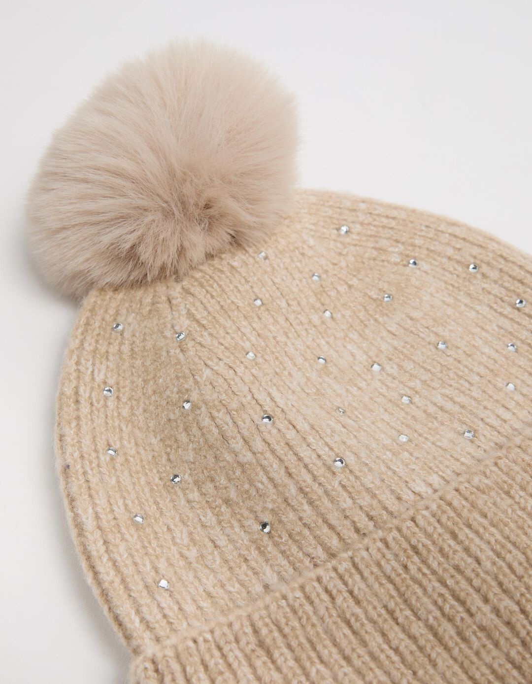 Gorro Brilhos Pompom, Mulher, Bege