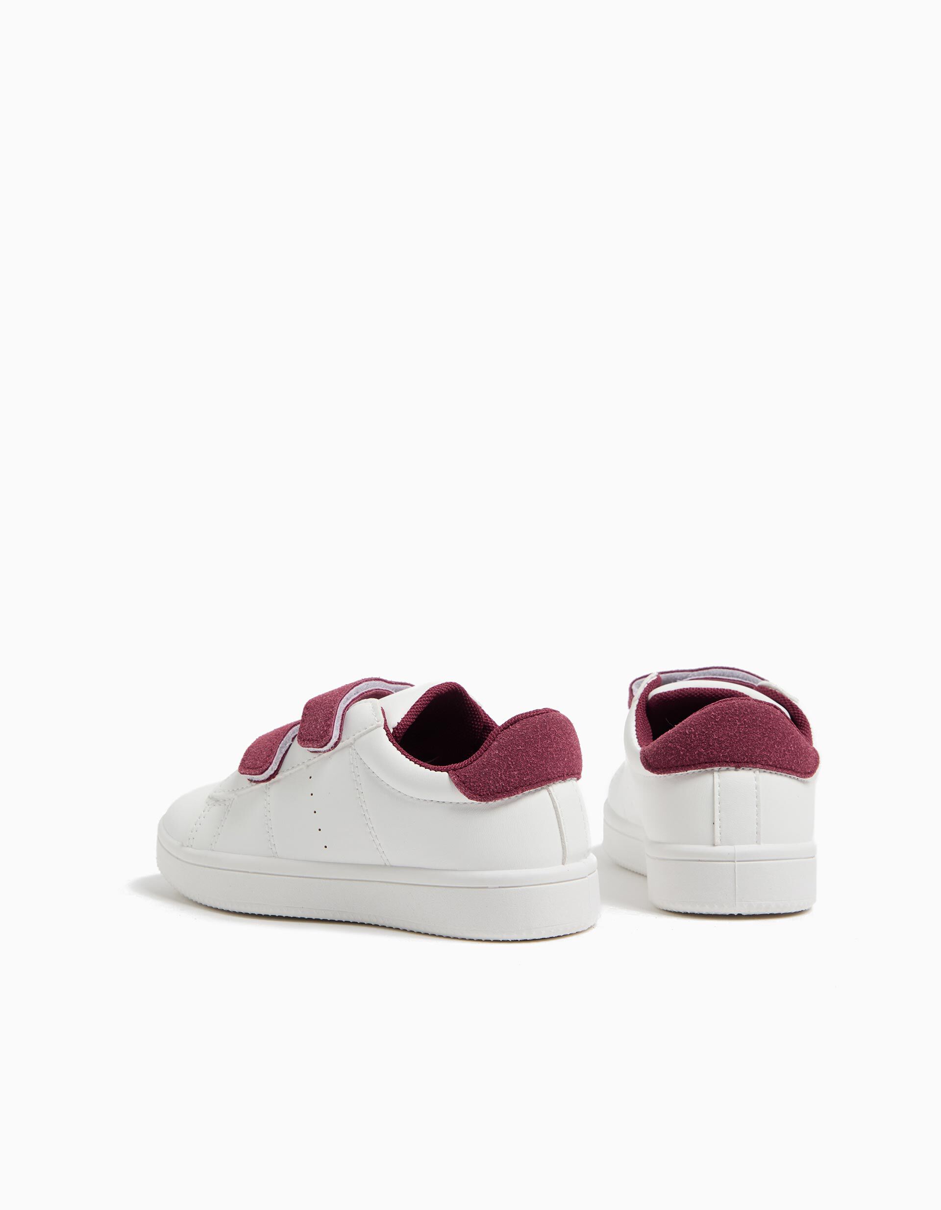 Sapatilhas Contraste Velcros, Beb&eacute;, Vermelho Escuro