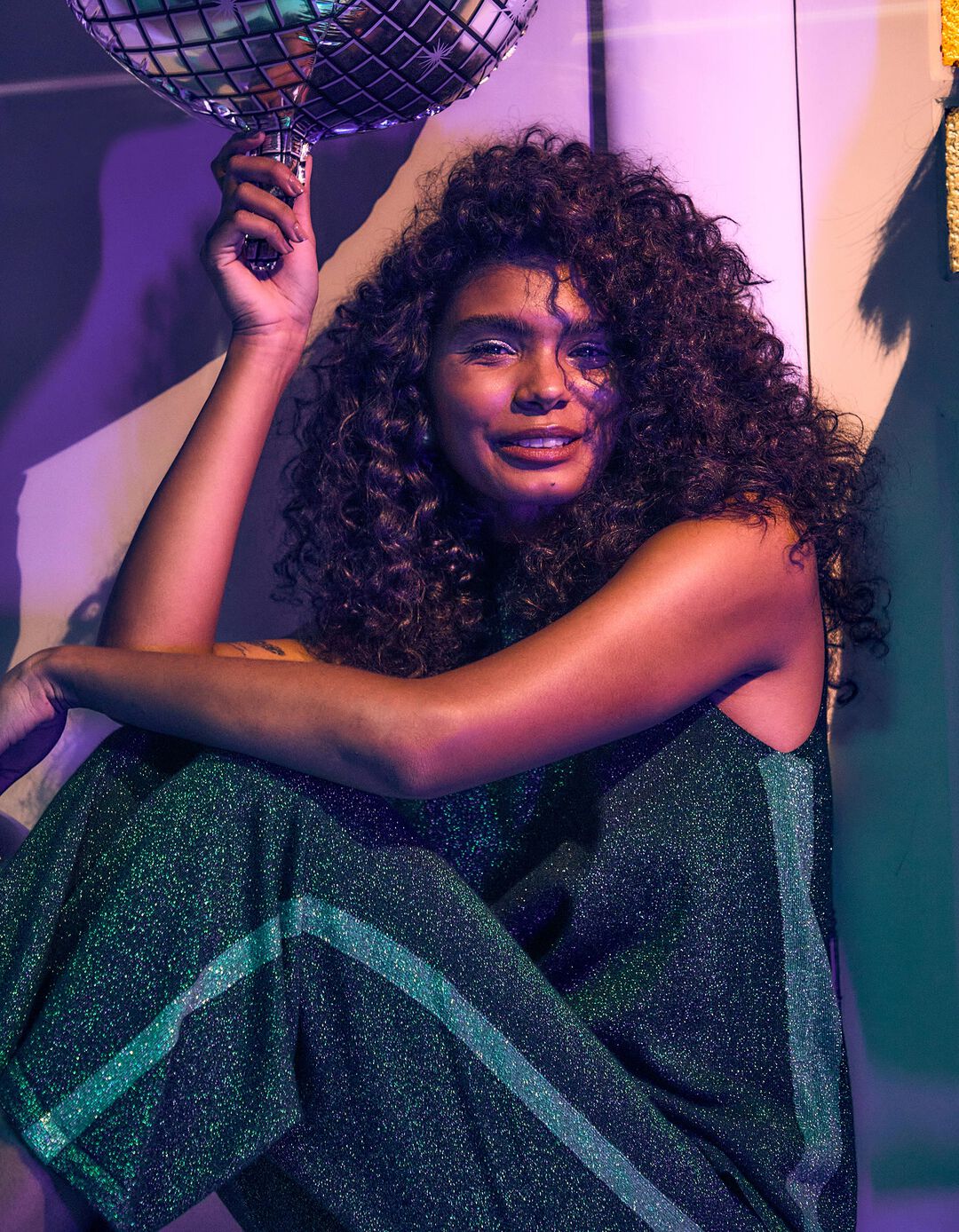 Calças Malha Lurex, Mulher, Verde